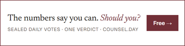 Counsel.day: for the questions a spreadsheet cannot settle. One private vote each evening, sealed from each other, and a written verdict. Start free, no card required.